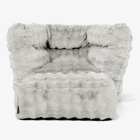 Louis Pouf Fauteuil Design - Fausse Fourrure à Bulles Vert Sauge 02