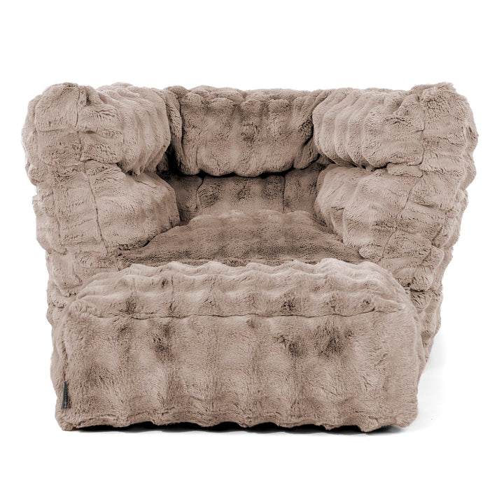 Louis Pouf Fauteuil Design - Fausse Fourrure à Bulles Vison 02