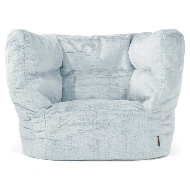Louis Pouf Fauteuil Design - Fausse Fourrure Lapin Bleu Pastel 01