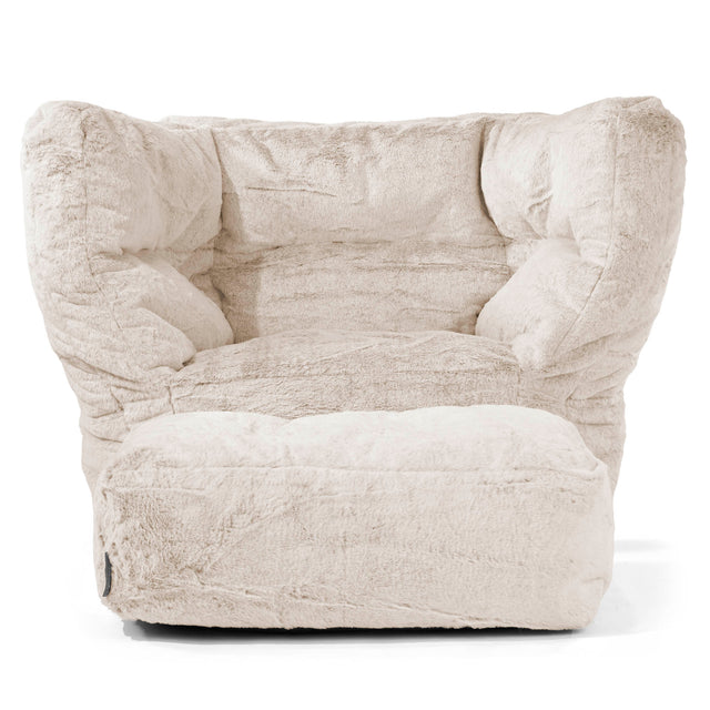 Louis Pouf Fauteuil Design - Fausse Fourrure Lapin Brun Doré 02