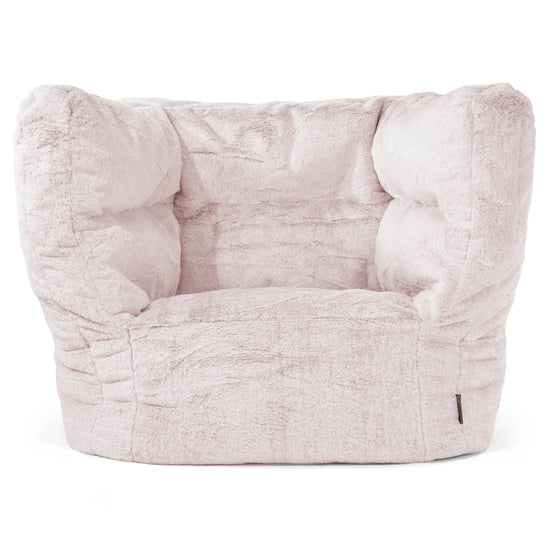 Louis Pouf Fauteuil Design - Fausse Fourrure Lapin Rose Pastel 01