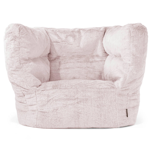 Louis Pouf Fauteuil Design - Fausse Fourrure Lapin Rose Pastel 01
