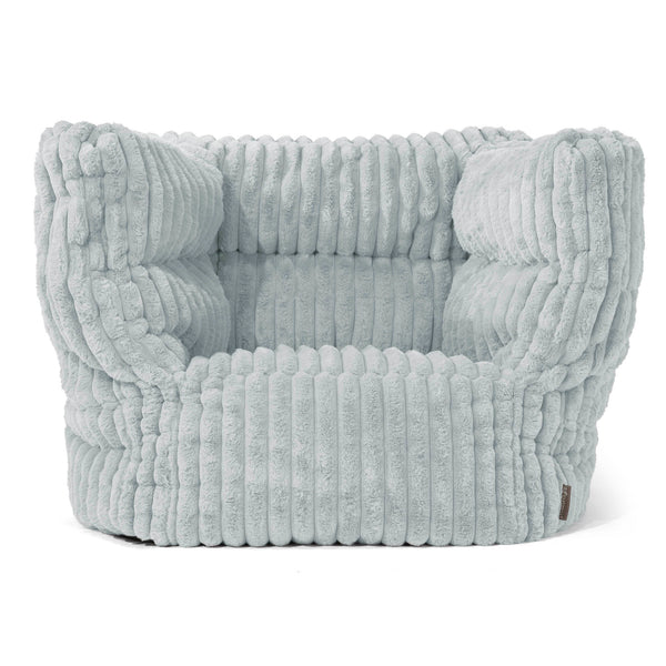 Louis Pouf Fauteuil Design - Velours Côtelé Ultra Pelucheux Bleu Dragé 01