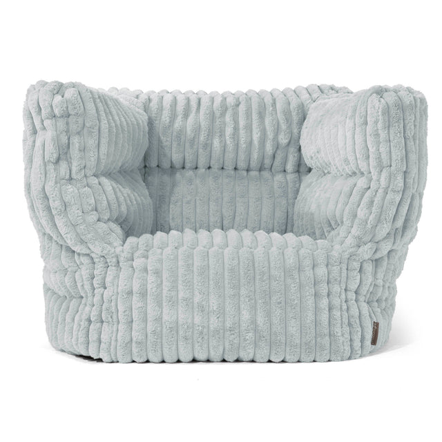 Louis Pouf Fauteuil Design - Velours Côtelé Ultra Pelucheux Bleu Dragé 01