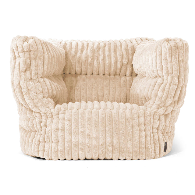 Louis Pouf Fauteuil Design - Velours Côtelé Ultra Pelucheux Crème 01