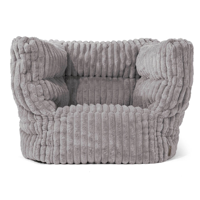 Louis Pouf Fauteuil Design - Velours Côtelé Ultra Pelucheux Gris 01