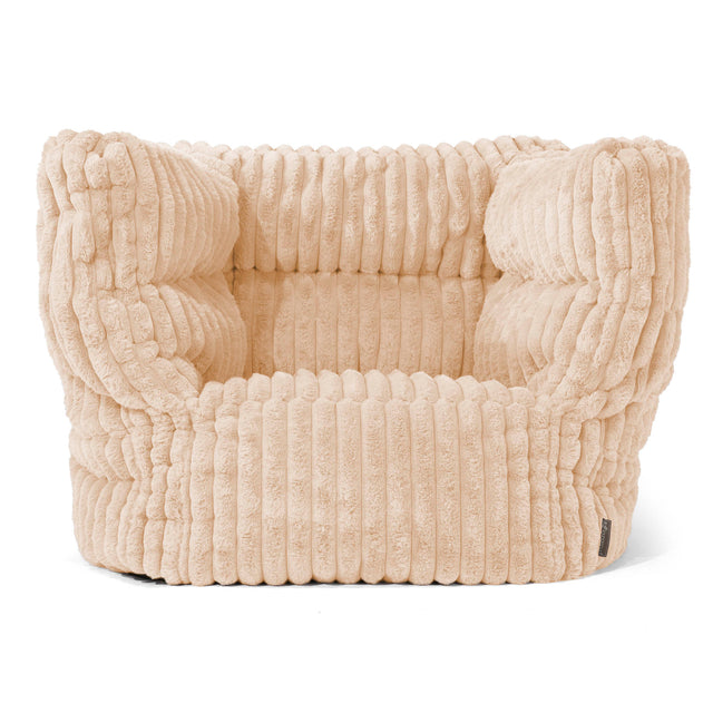 Louis Pouf Fauteuil Design - Velours Côtelé Ultra Pelucheux Pêche 01
