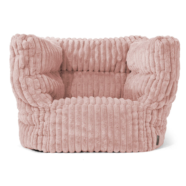 Louis Pouf Fauteuil Design - Velours Côtelé Ultra Pelucheux Rose Pastel 01