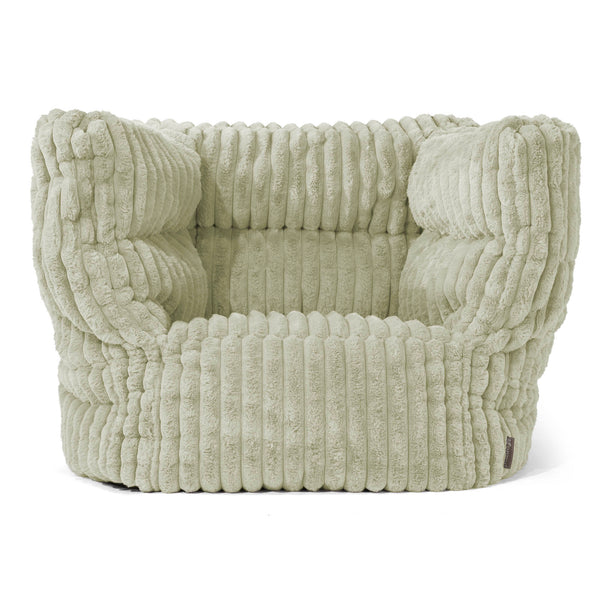 Louis Pouf Fauteuil Design - Velours Côtelé Ultra Pelucheux Vert Sauge 01