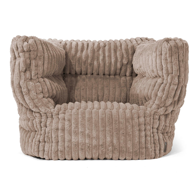 Louis Pouf Fauteuil Design - Velours Côtelé Ultra Pelucheux Vison 01