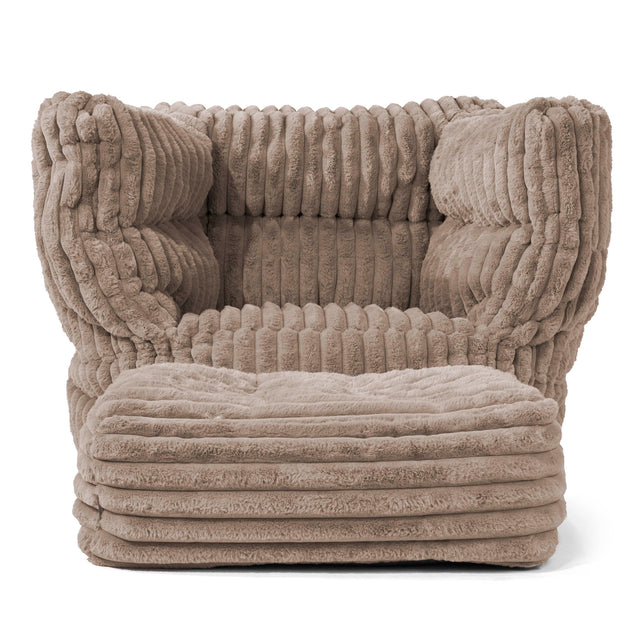 Louis Pouf Fauteuil Design - Velours Côtelé Ultra Pelucheux Vison 02