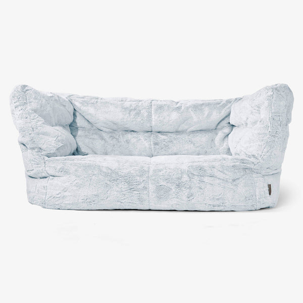 Canapé Pouf Louis 2 places Housse de Remplacement - Fausse Fourrure Lapin Brun 01