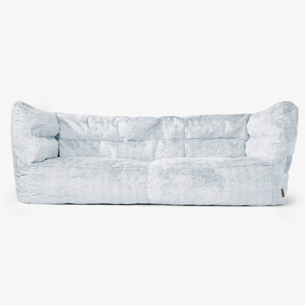 Canapé Pouf Louis 3 places Housse de Remplacement - Fausse Fourrure Lapin Brun 01