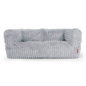 Canapé Pouf Albert 2 places - Velours Côtelé Ultra Pelucheux Bleu Dragé