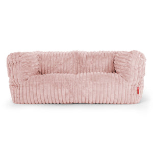 Canapé Pouf Albert 2 places - Velours Côtelé Ultra Pelucheux Rose Pastel