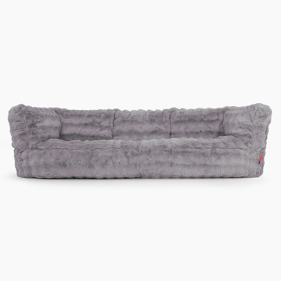 Canapé Pouf Albert 3 places - Fausse Fourrure à Bulles Gris 01