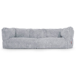 Canapé Pouf Albert 3 places - Velours Côtelé Ultra Pelucheux Bleu Dragé