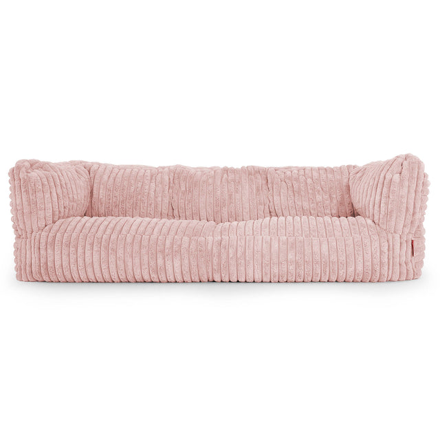 Canapé Pouf Albert 3 places - Velours Côtelé Ultra Pelucheux Rose Pastel 01