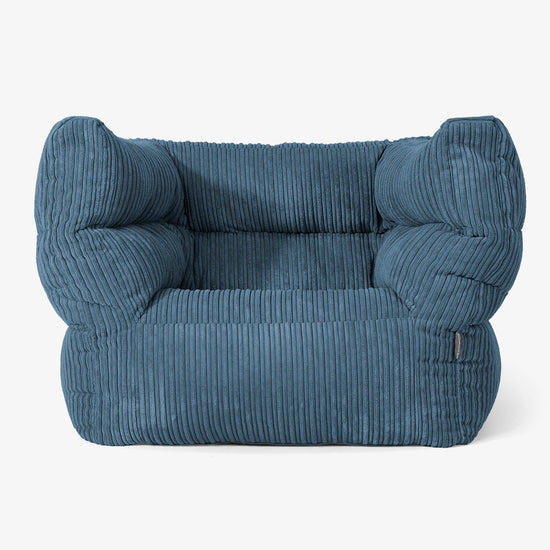 Albert Pouf Fauteuil Design - Côtelé Bleu Marine 01
