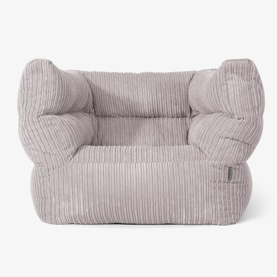 Albert Pouf Fauteuil Design - Côtelé Gris Argent 01