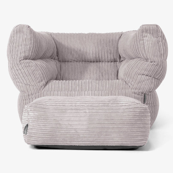 Albert Pouf Fauteuil Design - Côtelé Gris Argent 02