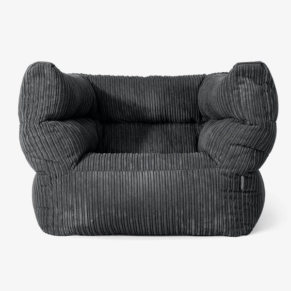 Albert Pouf Fauteuil Design - Côtelé Noir 01