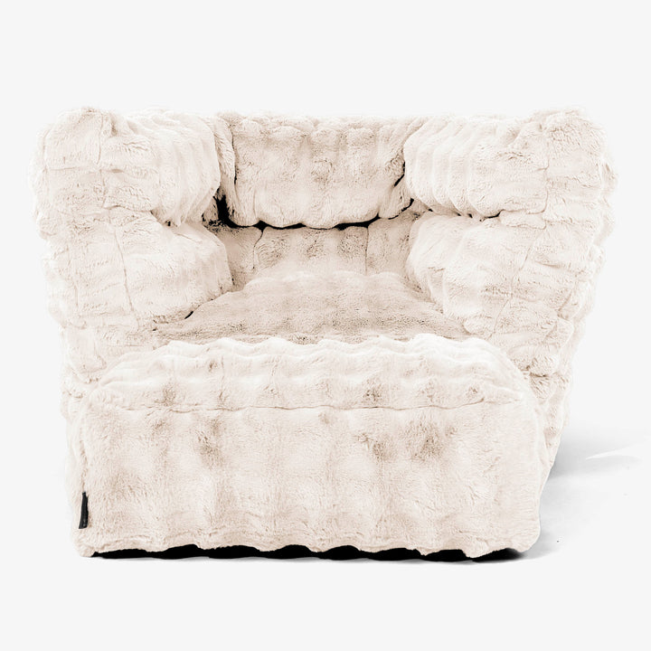 Albert Pouf Fauteuil Design 2.0 - Fausse Fourrure à Bulles Crème 02