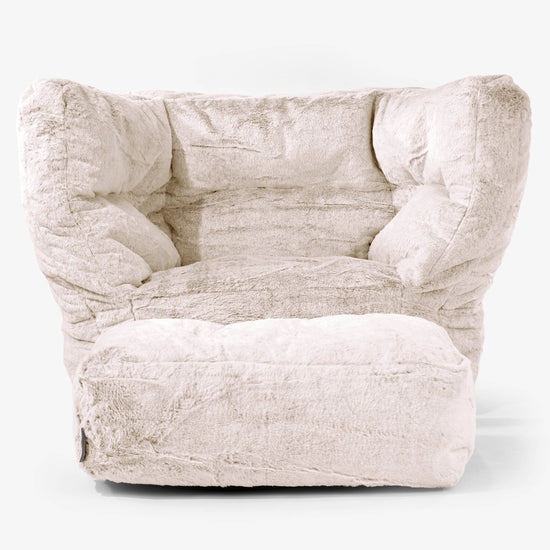 Albert Pouf Fauteuil Design - Fausse Fourrure Lapin Brun Doré 02