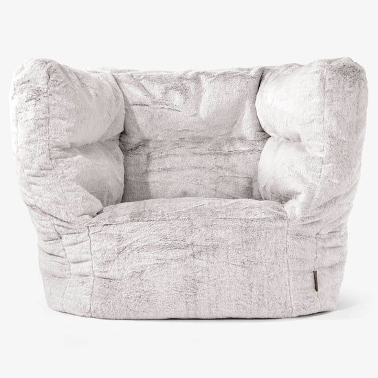 Albert Pouf Fauteuil Design - Fausse Fourrure Lapin Gris clair 01