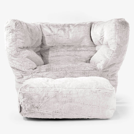 Albert Pouf Fauteuil Design - Fausse Fourrure Lapin Gris clair 02