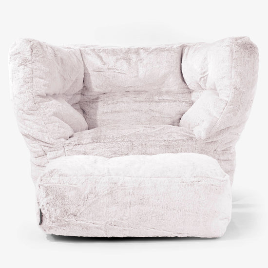Albert Pouf Fauteuil Design - Fausse Fourrure Lapin Rose Pastel 02