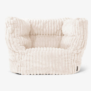 Albert Pouf Fauteuil Design 2.0 - Velours Côtelé Ultra Pelucheux Crème