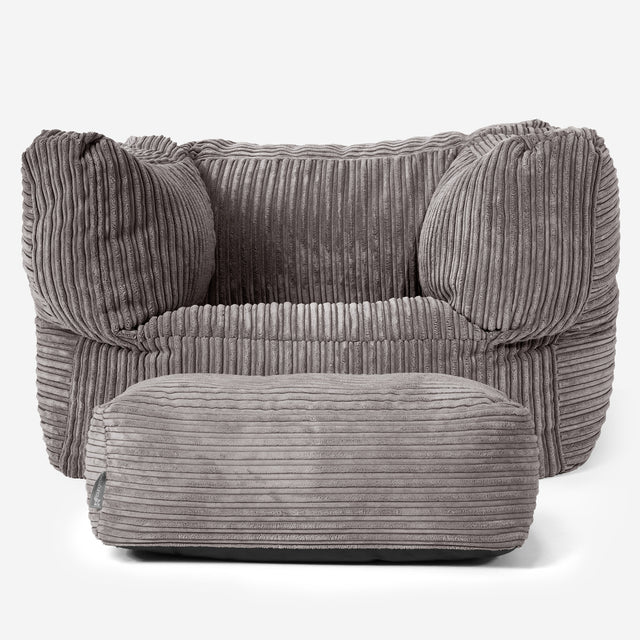 Albert Pouf Fauteuil Design - Côtelé Anthracite 02