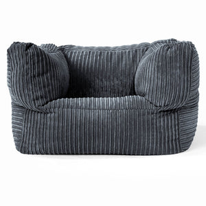 Albert Pouf Fauteuil Design - Côtelé Gris Ardoise