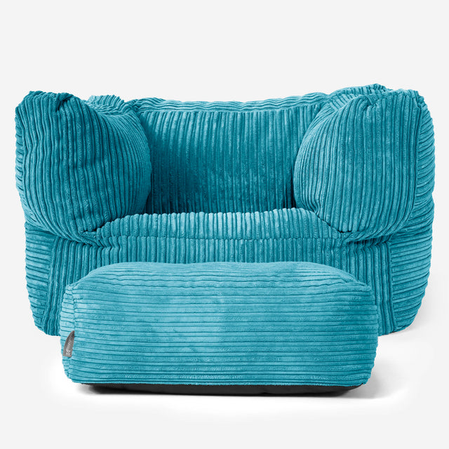 Albert Pouf Fauteuil Design - Côtelé Mer Égée 02