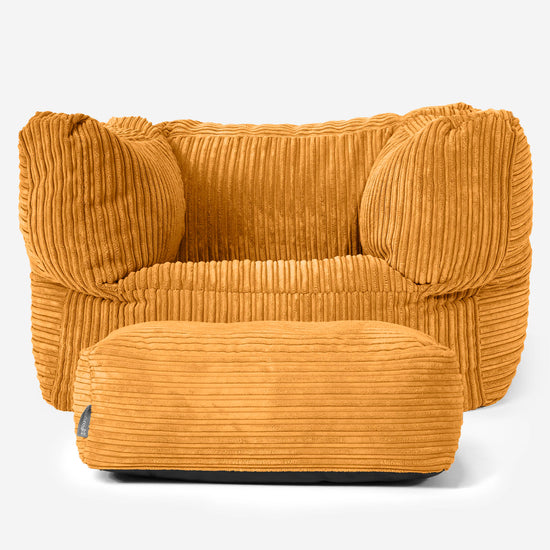 Albert Pouf Fauteuil Design - Côtelé Miel doré 02