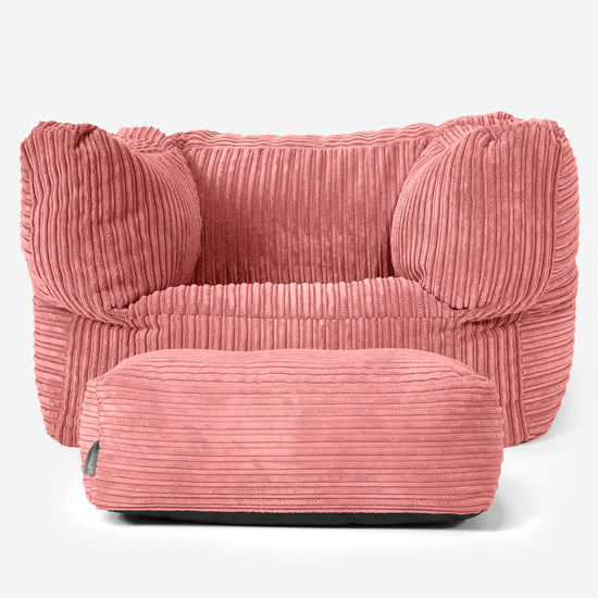Albert Pouf Fauteuil Design - Côtelé Pêche 02