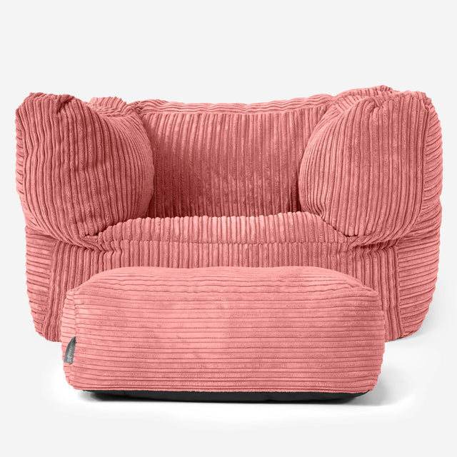 Albert Pouf Fauteuil Design - Côtelé Pêche 02
