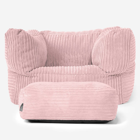 Albert Pouf Fauteuil Design - Côtelé Rose 02