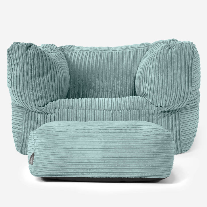 Albert Pouf Fauteuil Design - Côtelé Verte Menthe 02