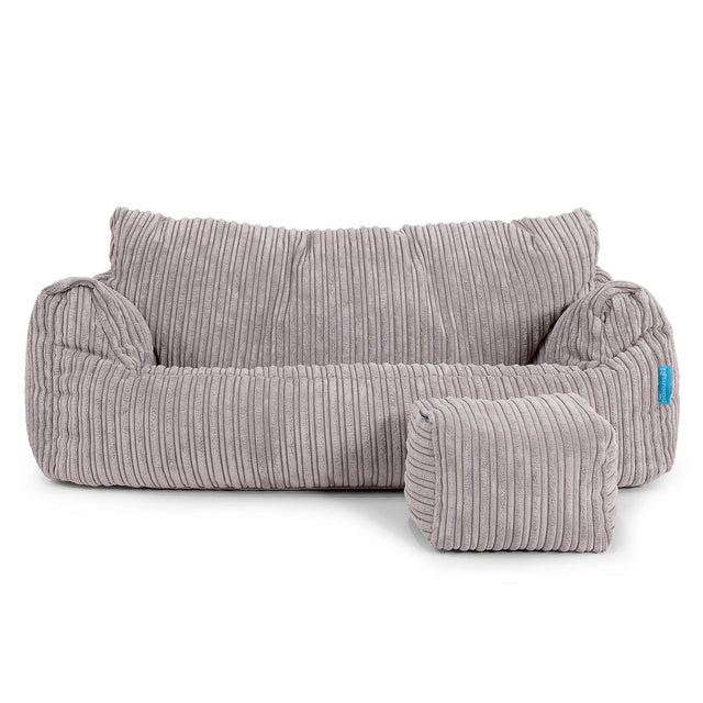 Joséphine Canapé Pouf pour Enfant 1-5 ans - Côtelé Gris Argent 02