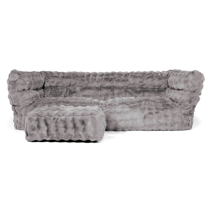 Canapé Pouf Albert 3 places 2.0 - Fausse Fourrure à Bulles Gris 02