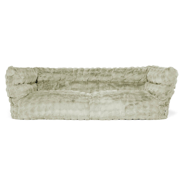 Canapé Pouf Albert 3 places 2.0 - Fausse Fourrure à Bulles Vert Sauge 01