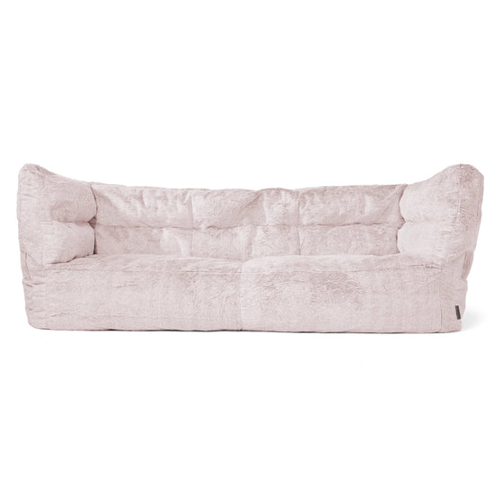 Canapé Pouf Albert 3 places - Fausse Fourrure Lapin Rose Pastel 01