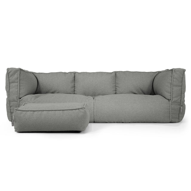 Canapé Pouf Albert 3 places - Bouclé Gris
