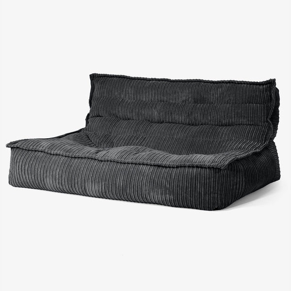 Canapé Pouf de Sol Oliver - Côtelé Noir 01