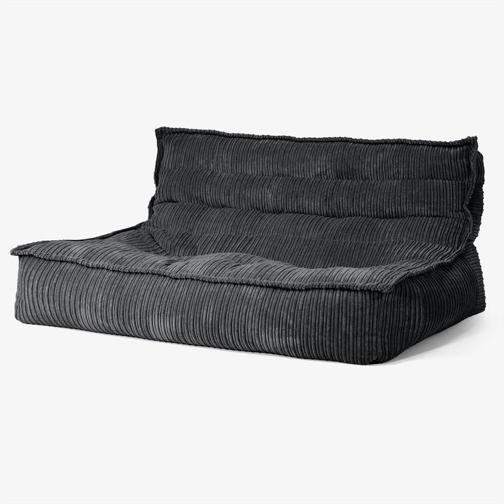Canapé Pouf de Sol Oliver - Côtelé Noir 02