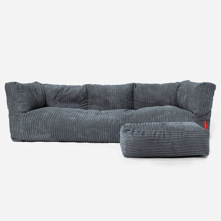 Canapé Pouf Albert 3 places - Côtelé Gris Ardoise 02