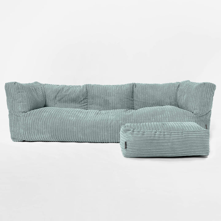 Canapé Pouf Albert 3 places - Côtelé Vert Menthe 02