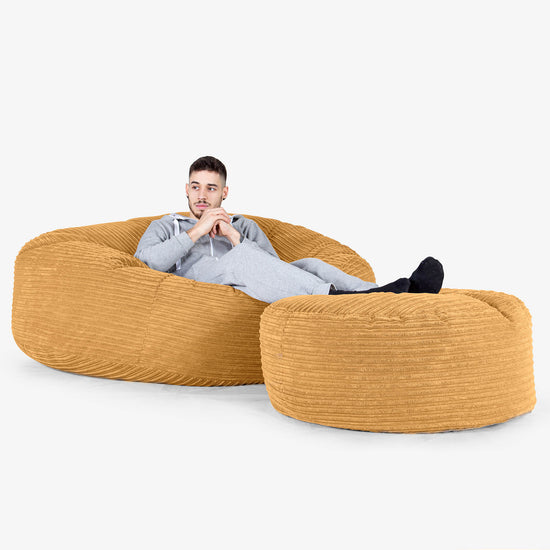 Canapé Pouf Géant Grande Mammouth - Côtelé Miel doré 02